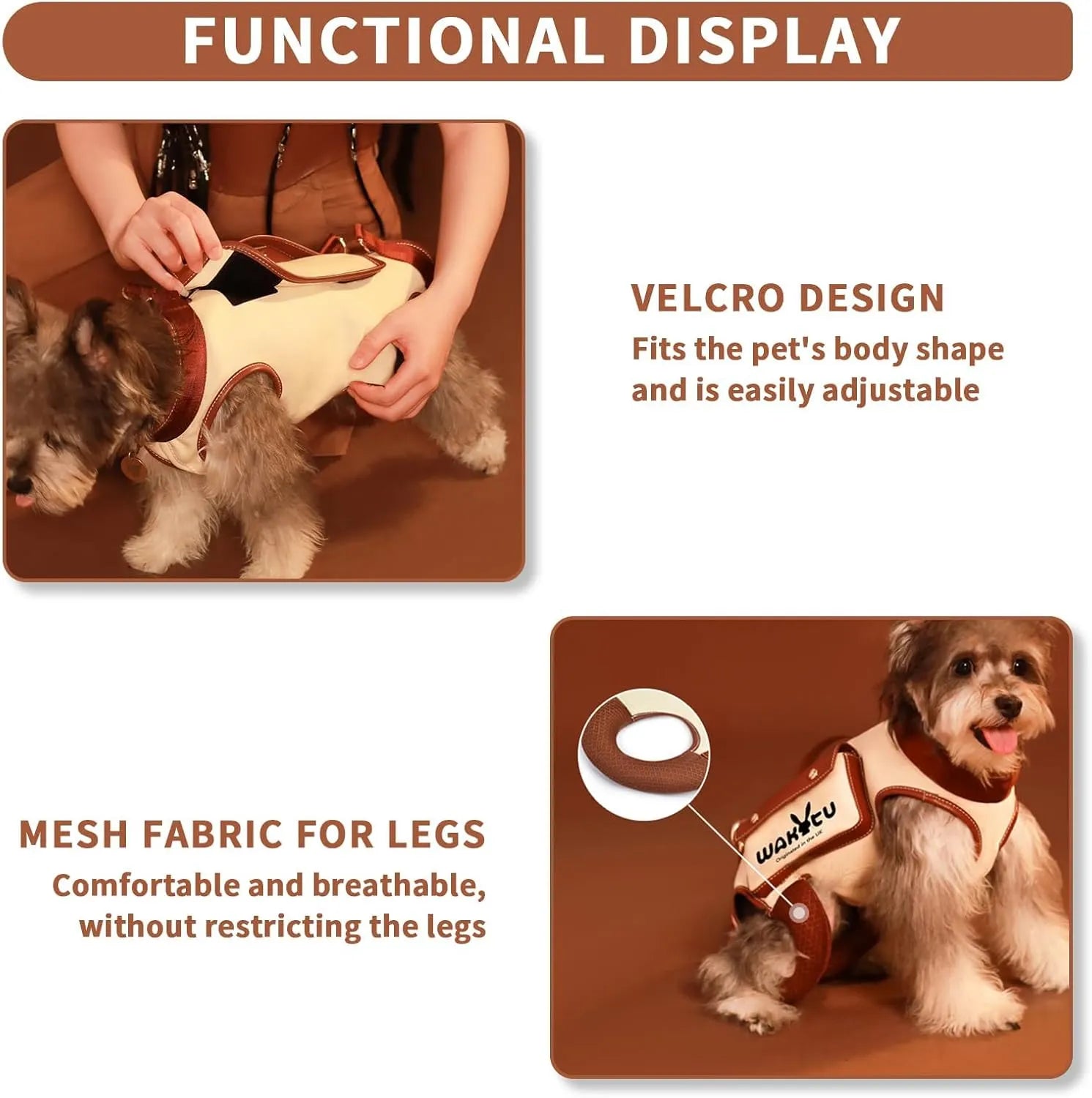 Supportive Small Dog Vest Harness – 2 Colors, 4 Sizes