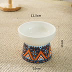 Geometric Pattern Raised Ceramic Cat Bowl – 9 Designs