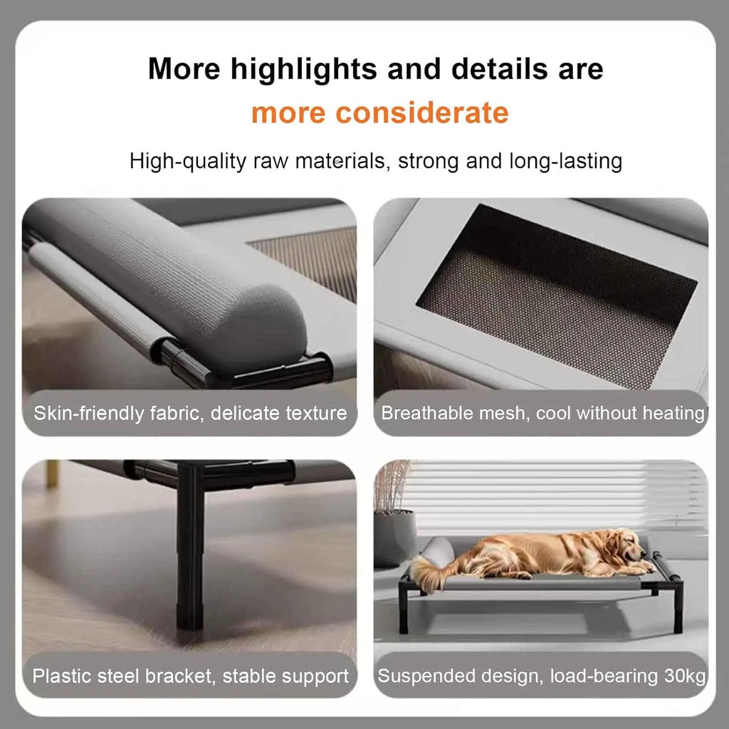 Elevated Mesh Dog Bed with Bolsters – 2 Colors, 2 Sizes