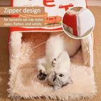Covered Pet House Bed with Plush Interior – 2 Sizes, 2 Colors