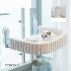 Foldable Plush Bolster Cat Window Bed with Suction Cups