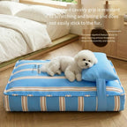 Striped Pet Mattress Bed with Pillow – S or M