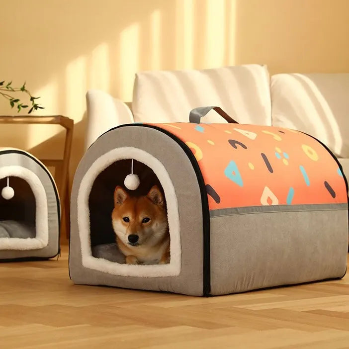 2-in-1 Foldable Pet Cave Bed – 3 Styles, 5 Sizes