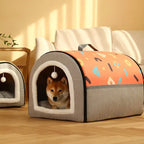2-in-1 Foldable Pet Cave Bed – 3 Styles, 5 Sizes