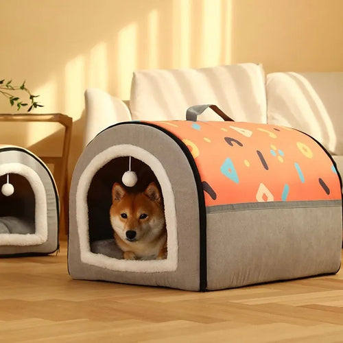 2-in-1 Foldable Pet Cave Bed – 3 Styles, 5 Sizes