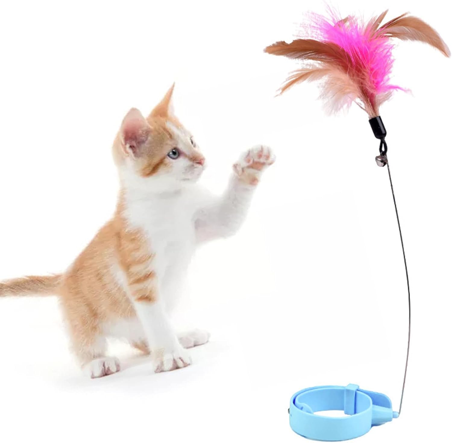 Flexible Feather Cat Wand with Bell and Floor Base – 2 Colors