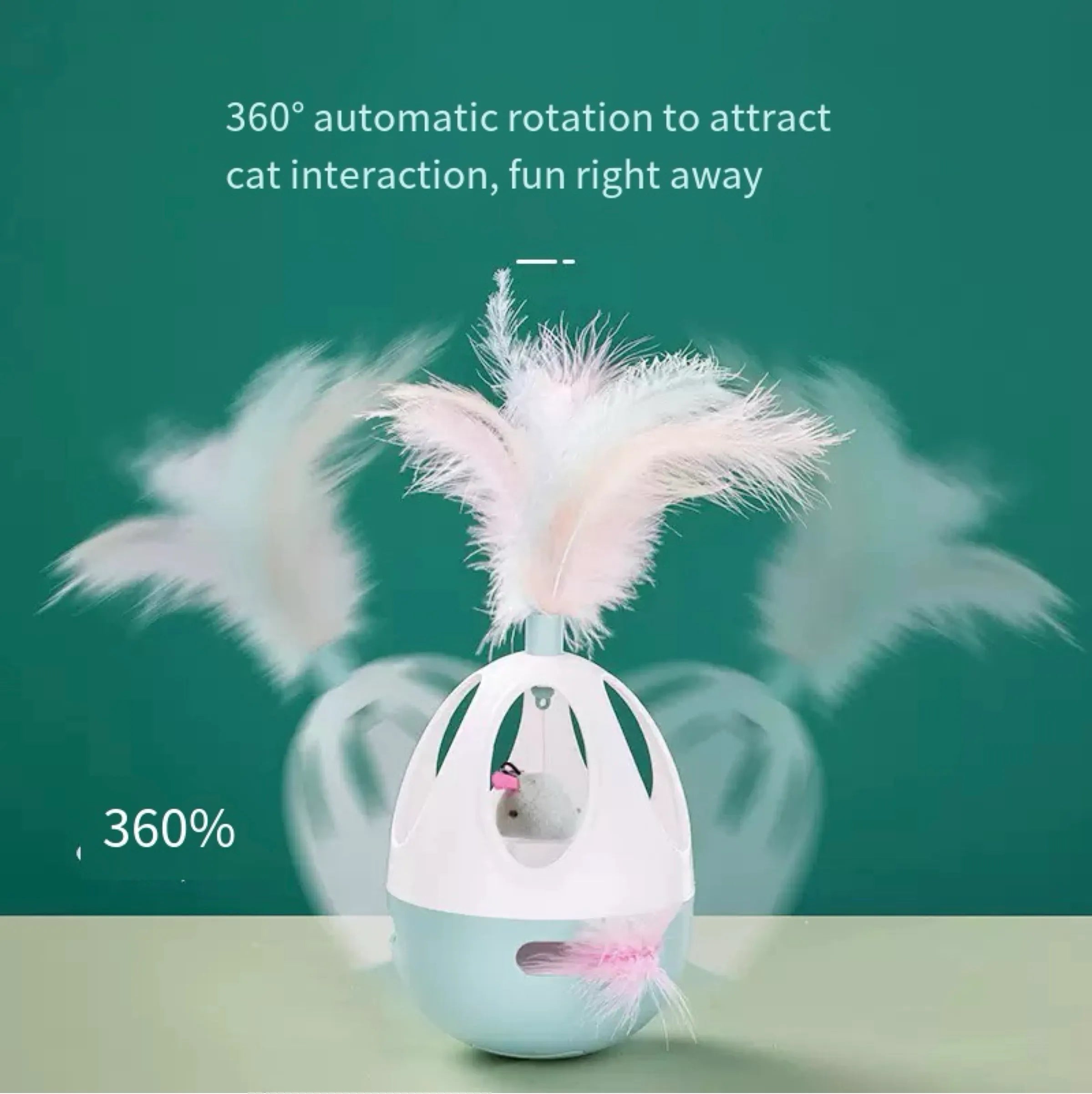 Tumbler Cat Toy with Feather & Rolling Ball – 2 Colors