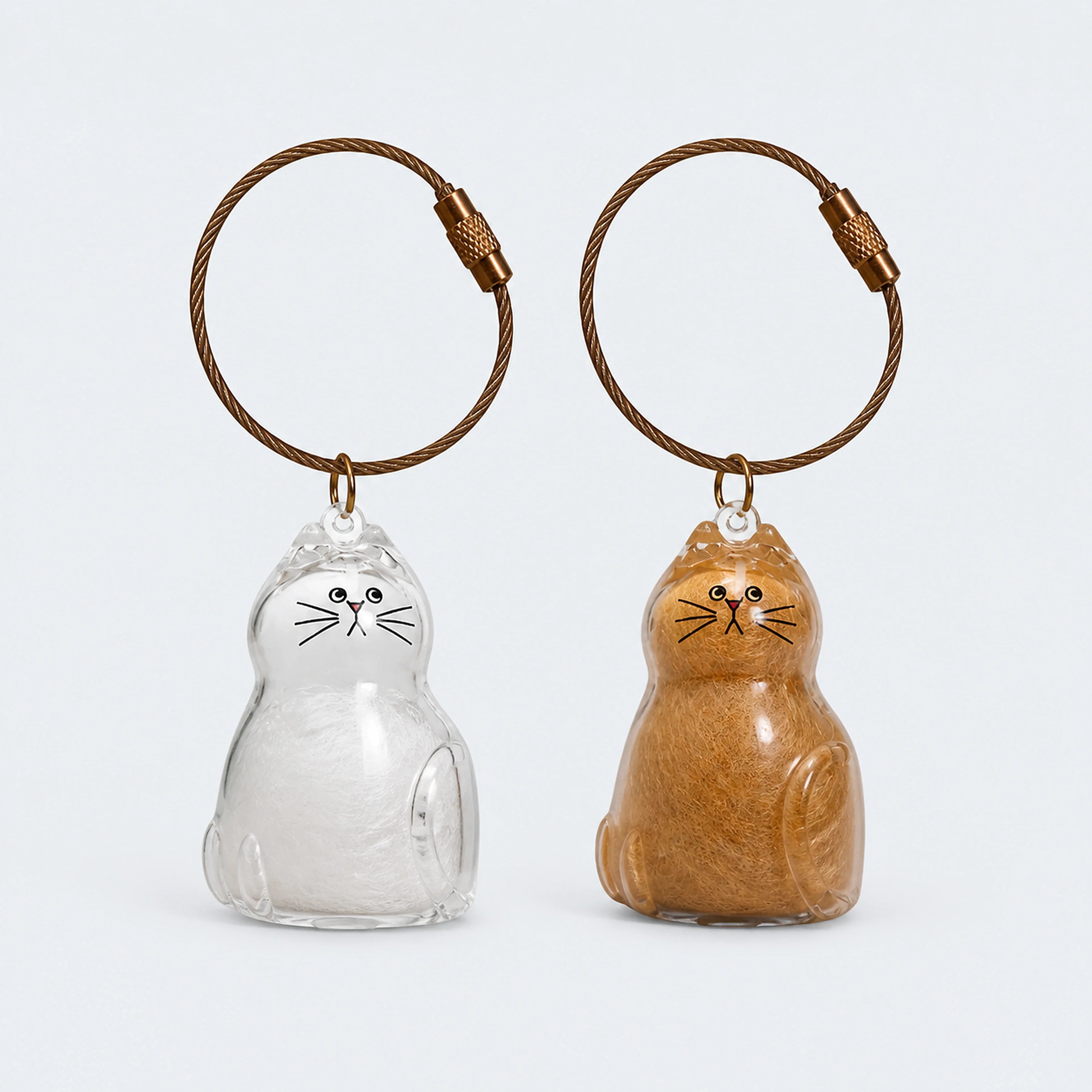 Fillable Cat-Shaped Keepsake Keychains – 2 Pieces, 6 Styles | ALDERKIN