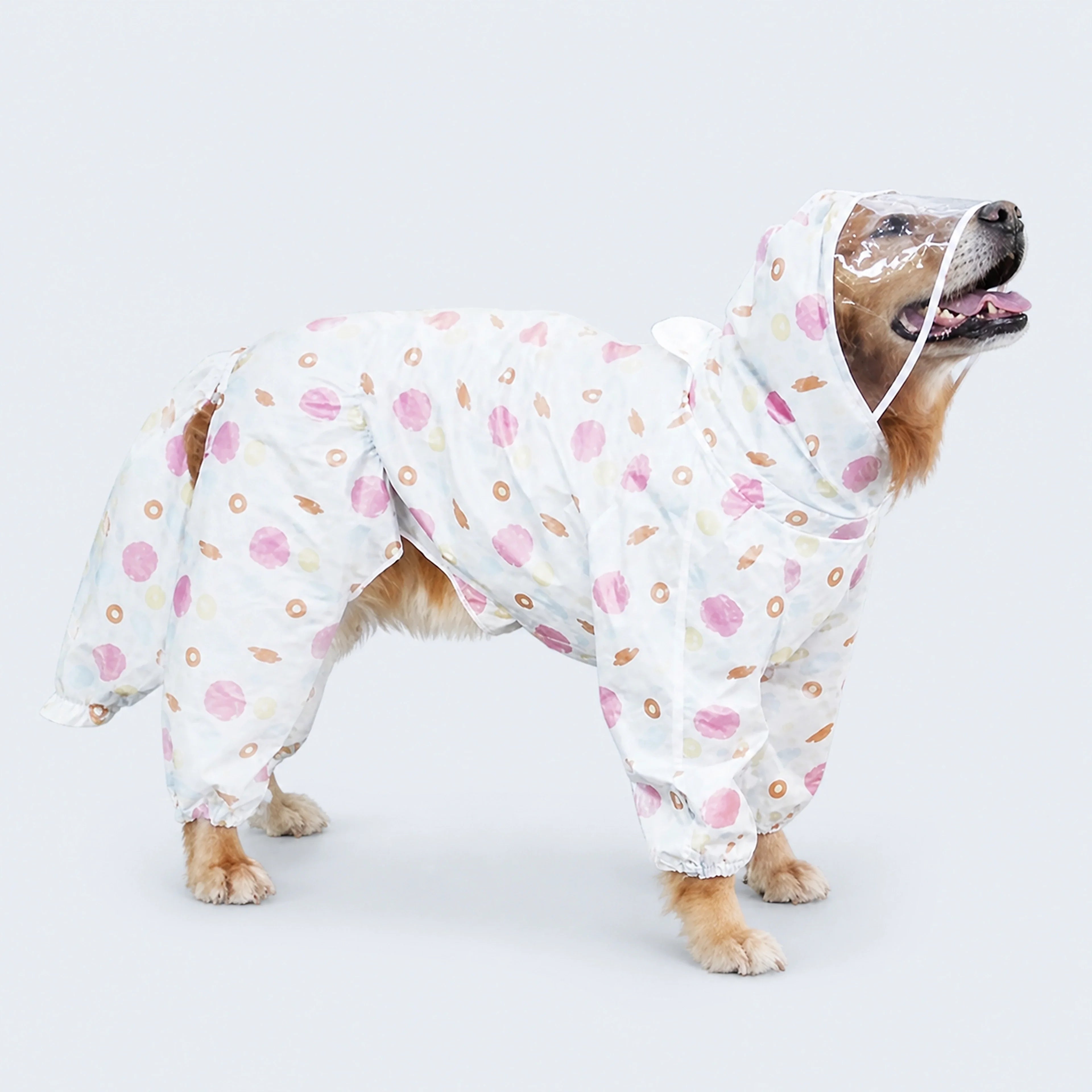 Full-Coverage Large Dog Raincoat with Clear-Brim Hood | ALDERKIN