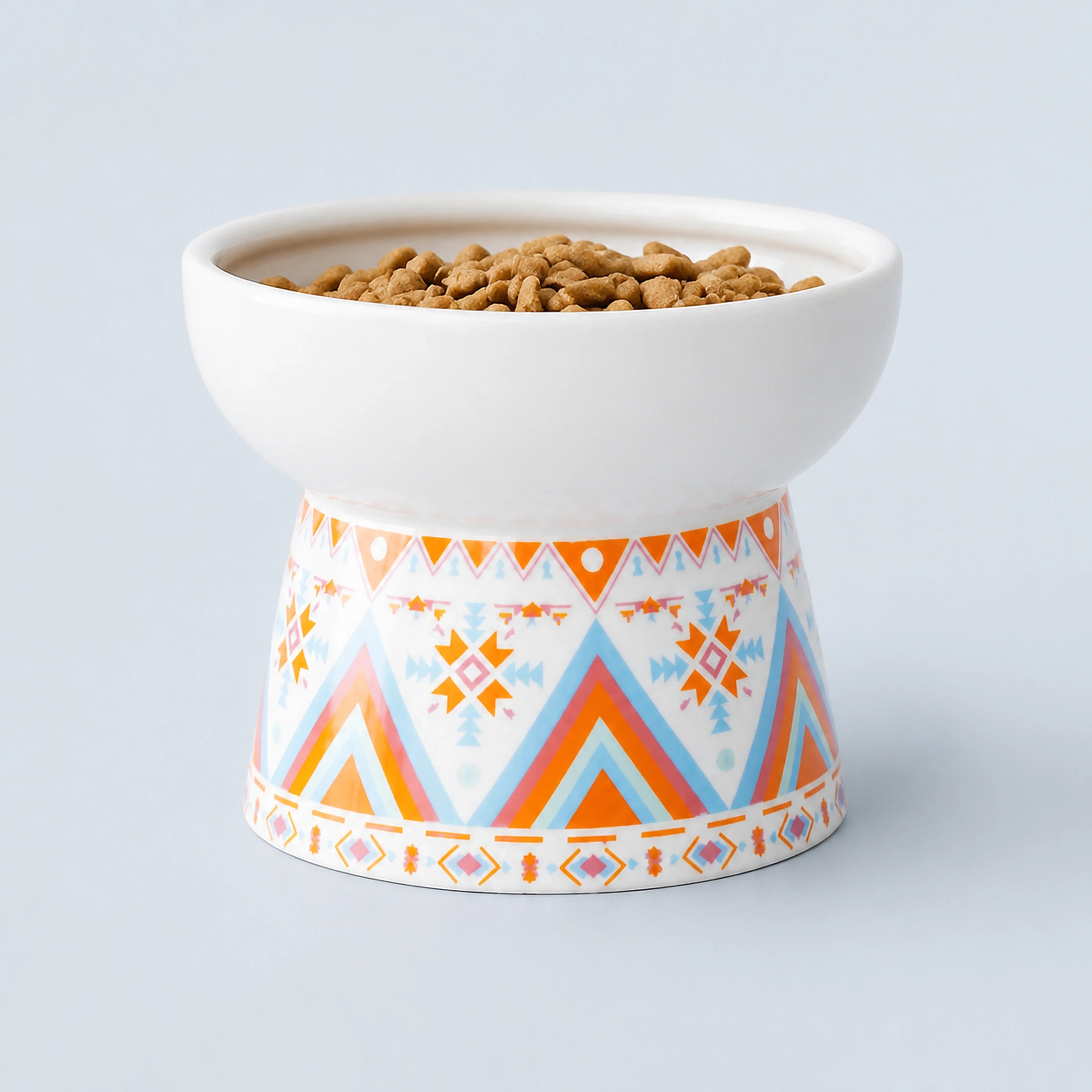 Geometric Pattern Raised Ceramic Cat Bowl – 9 Designs | ALDERKIN
