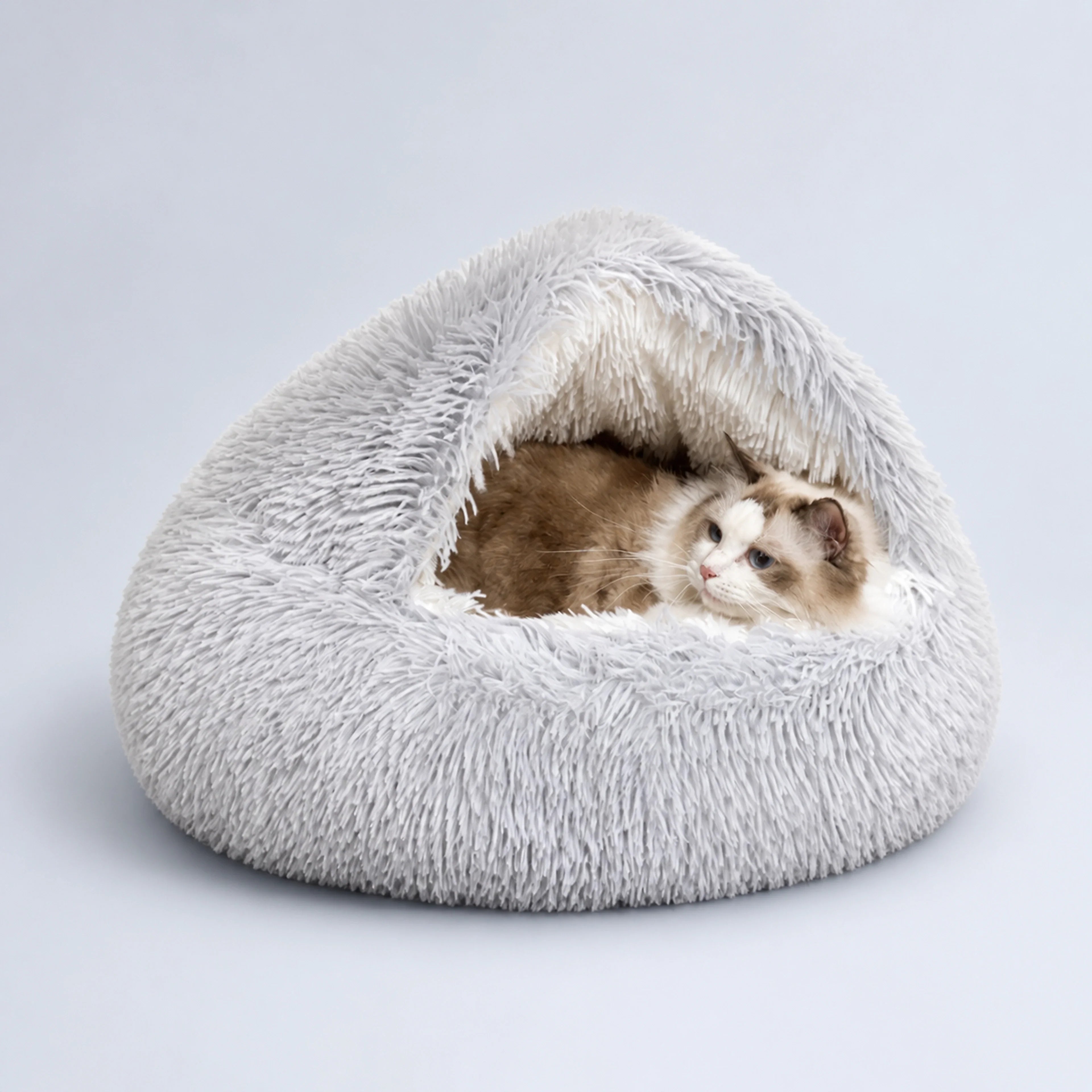 Hooded Round Calming Cave Bed for Cats & Dogs | ALDERKIN