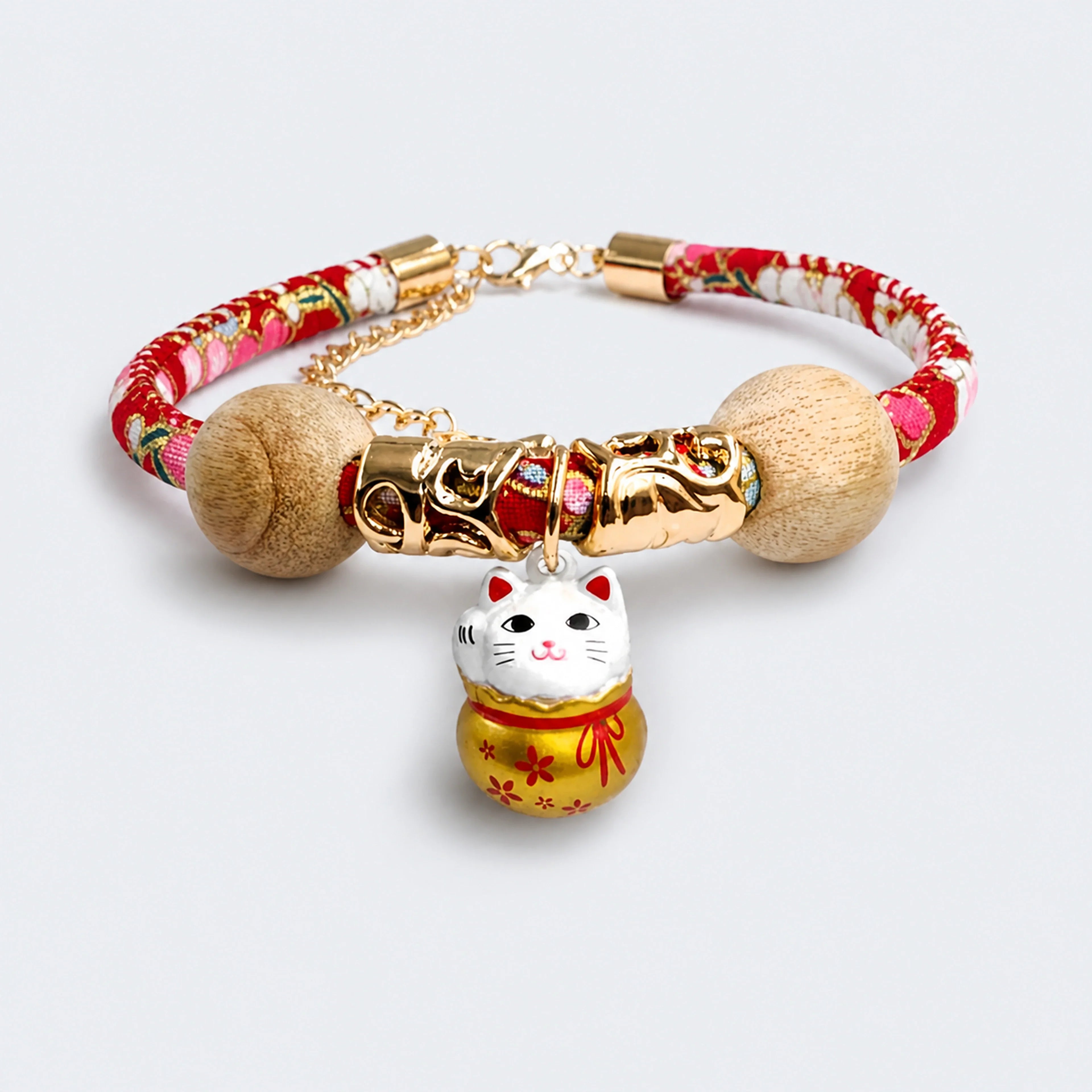Japanese-Style Cat Collar with Lucky Cat Bell – 4 Designs | ALDERKIN