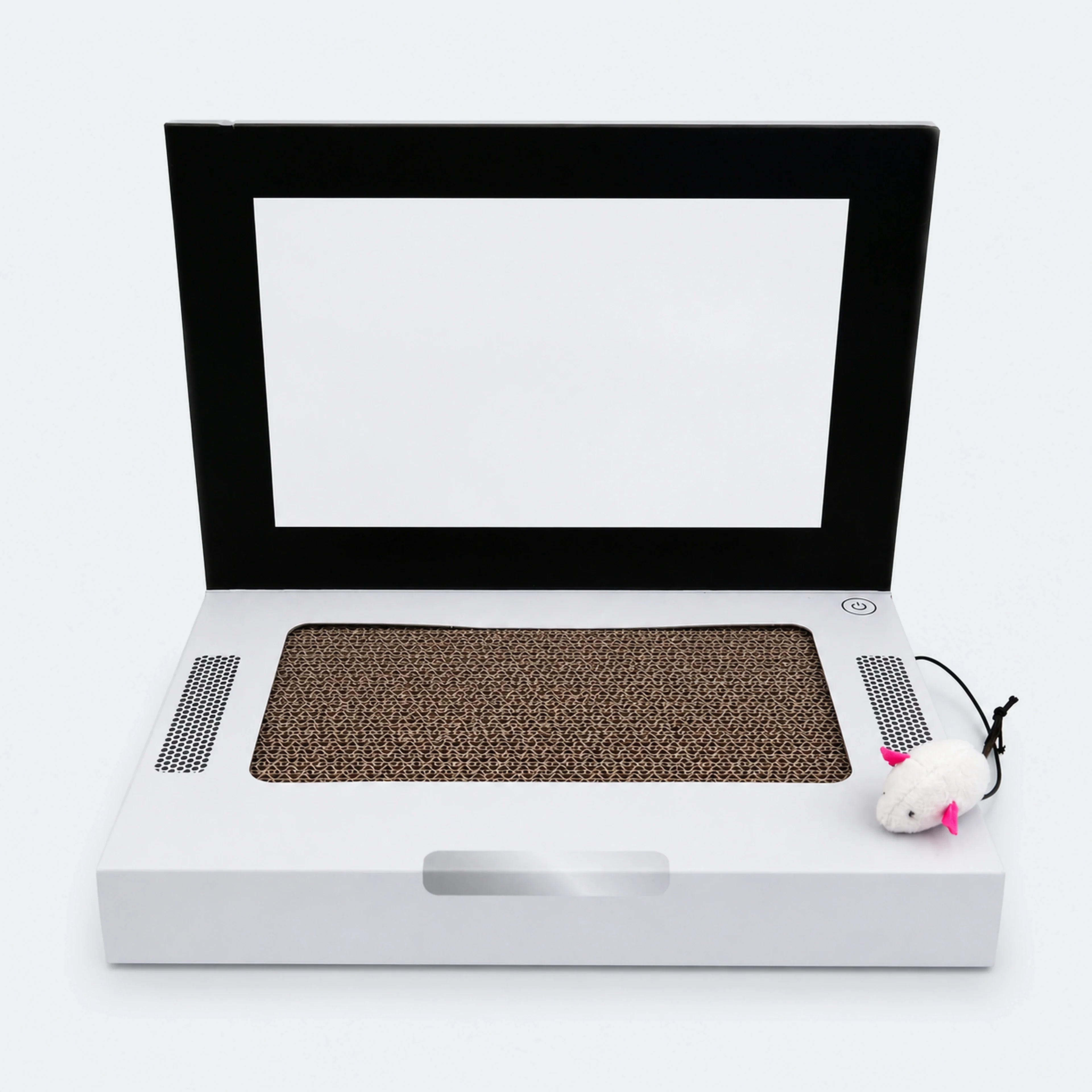 Laptop-Shaped Cardboard Cat Scratcher with Mouse Toy | ALDERKIN
