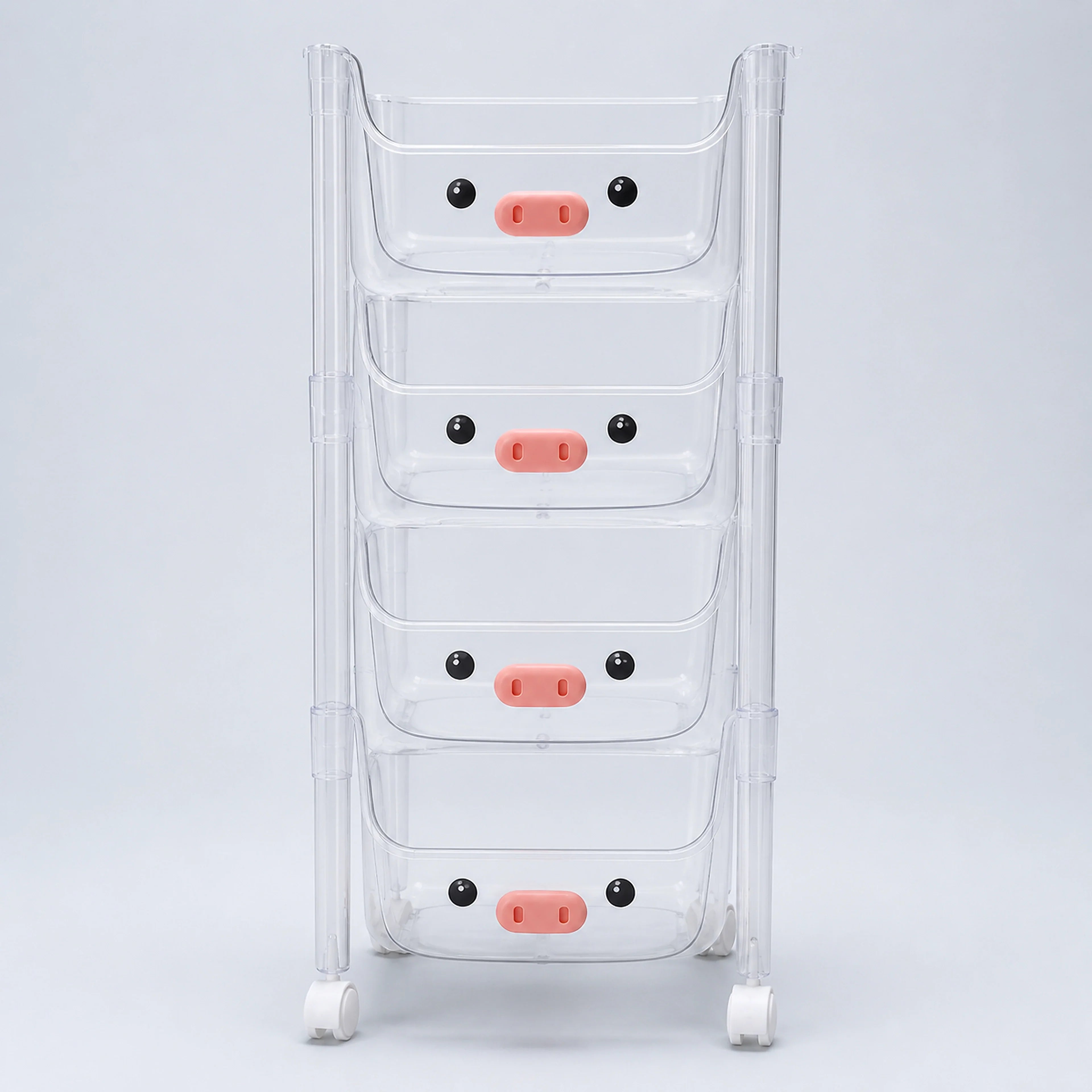 Plastic Storage Rack. Kids Toy Storage Organiser. Multi-layer Storage Rack. Plastic Trolley. Transparent. Movable Baby Bookcase | ALDERKIN