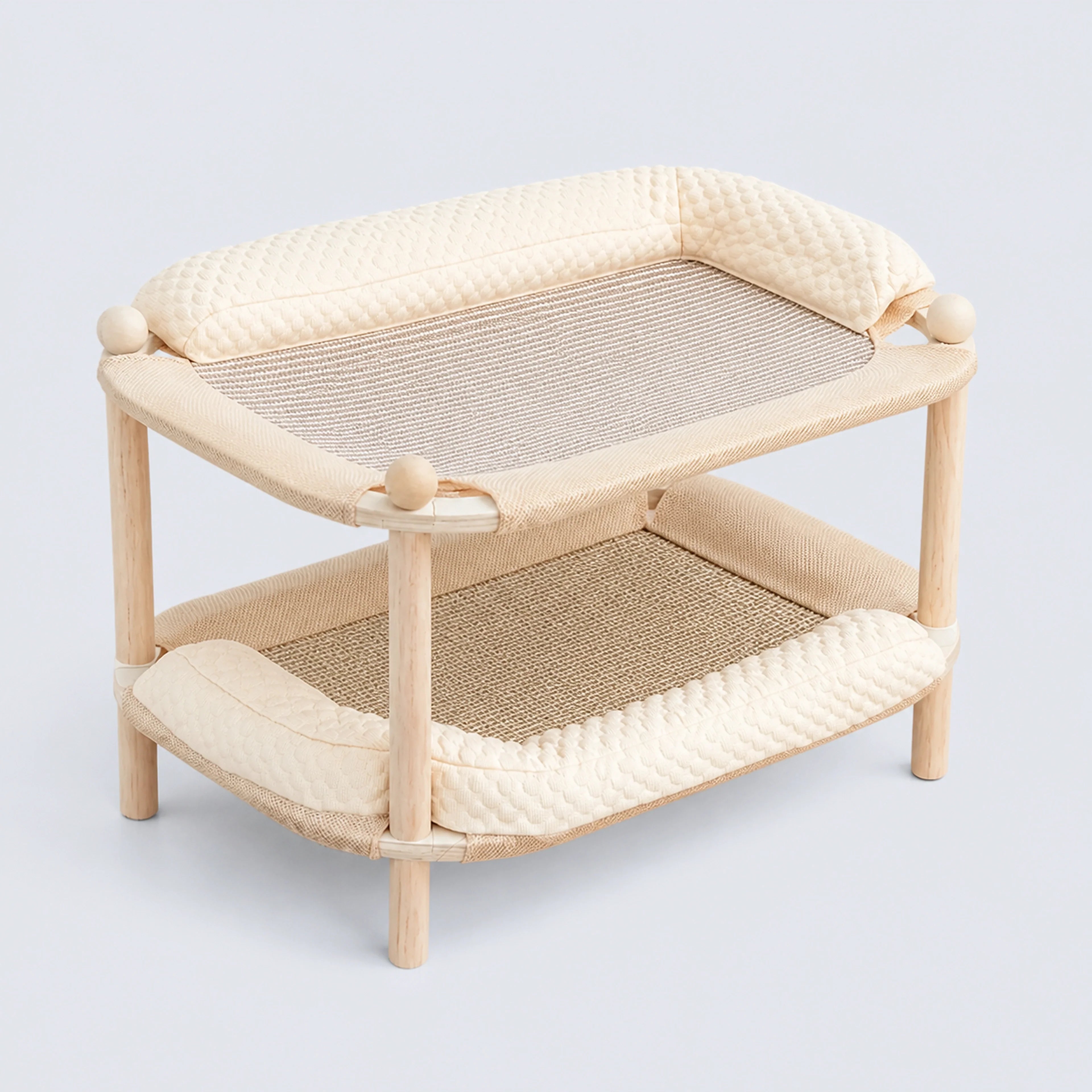 Rectangular Wooden Cat Bed with Cooling or Hemp Mat | ALDERKIN