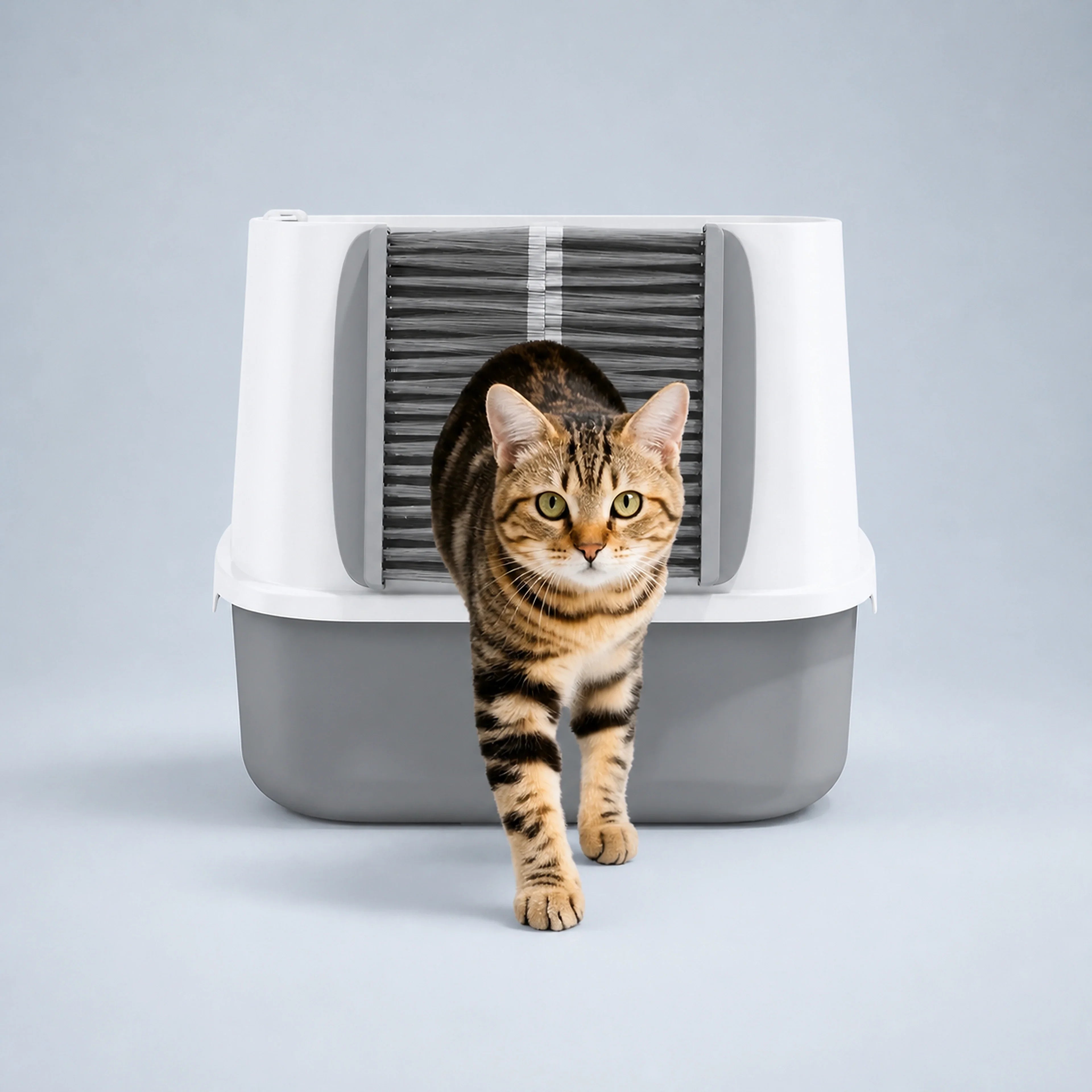 Self-Grooming Brush Gate for Cat Litter Boxes | ALDERKIN