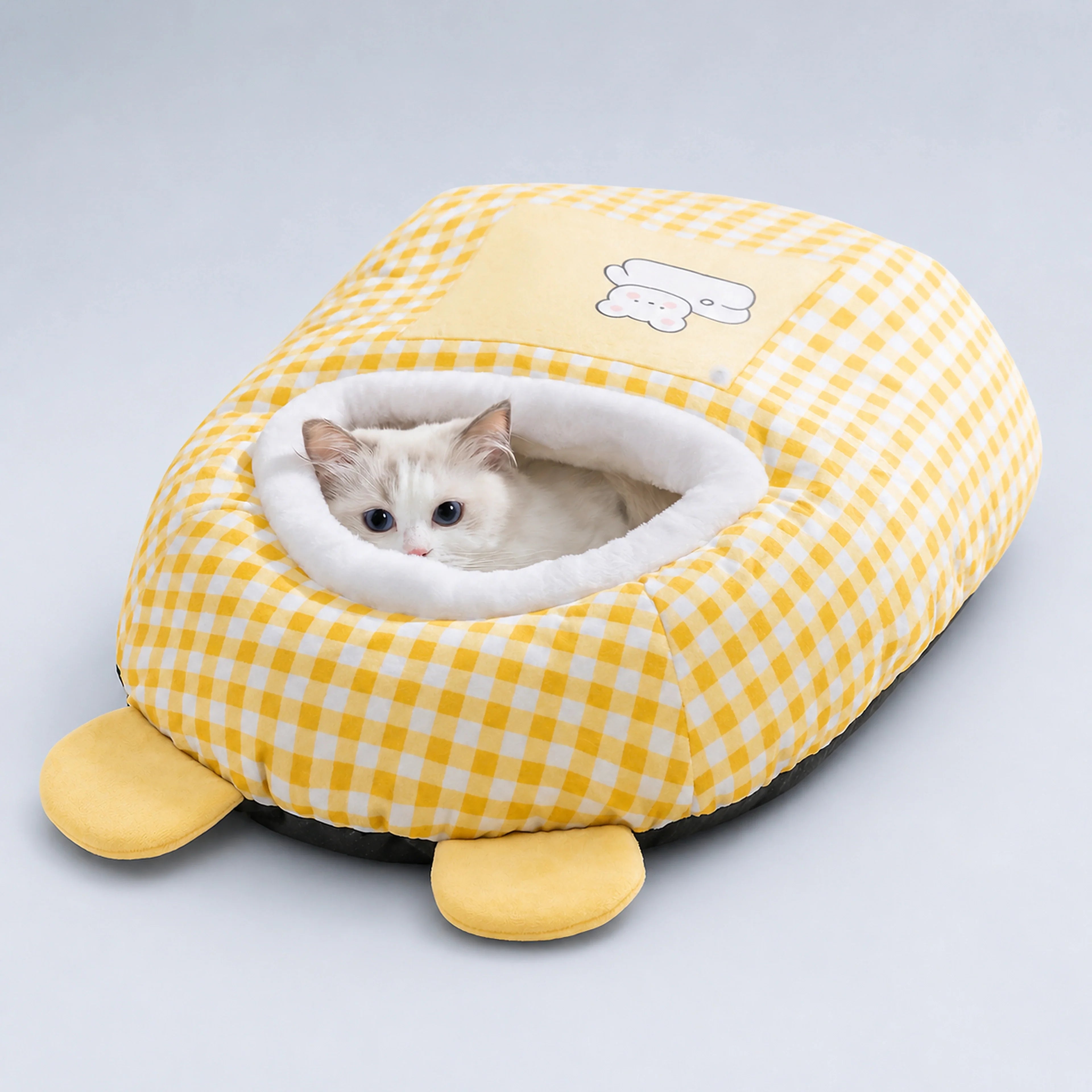 Semi-Enclosed Plush Cat Nest Bed – 2 Colors, 3 Sizes | ALDERKIN