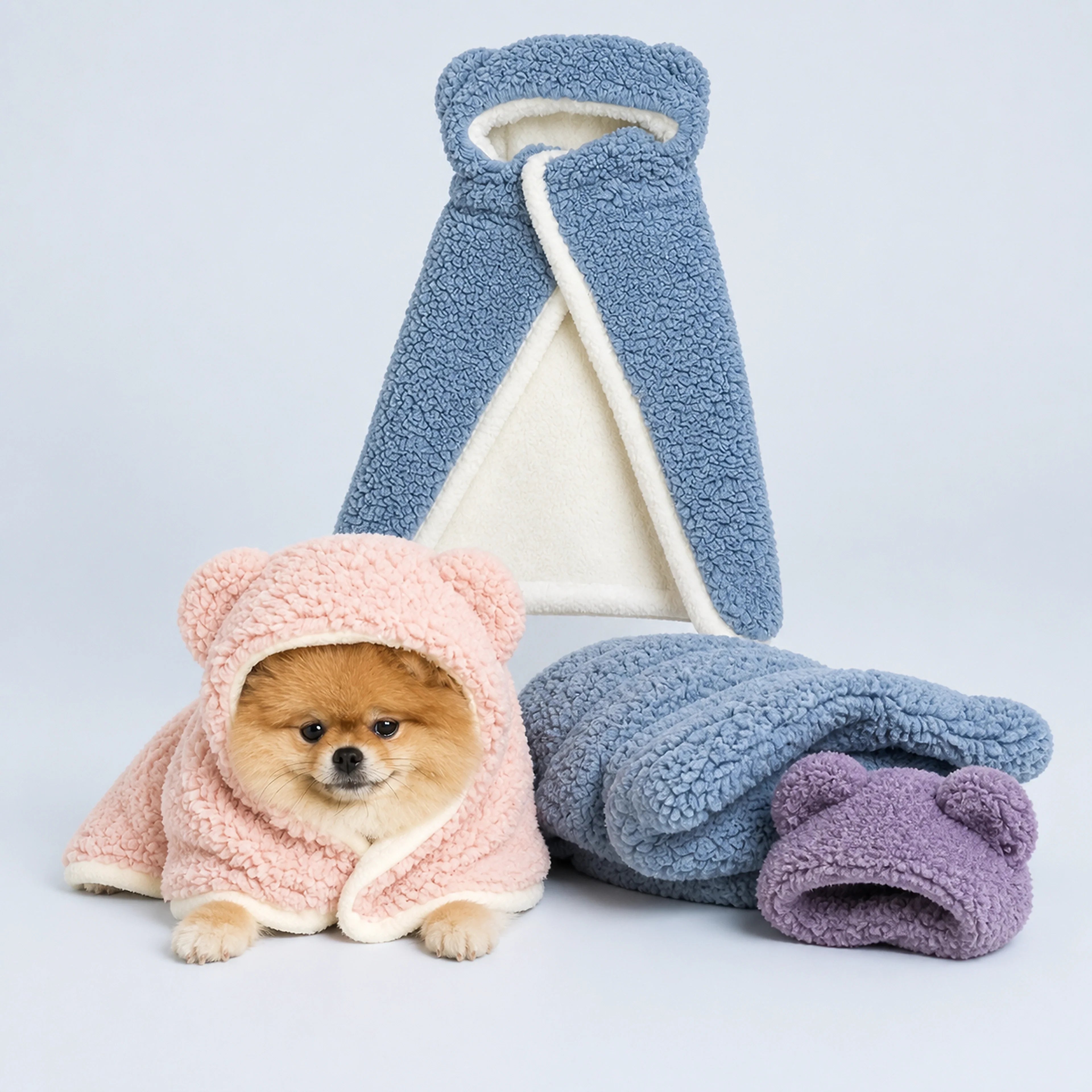 Sherpa Pet Cape Blanket with Hood – 5 Colors, 3 Sizes | ALDERKIN