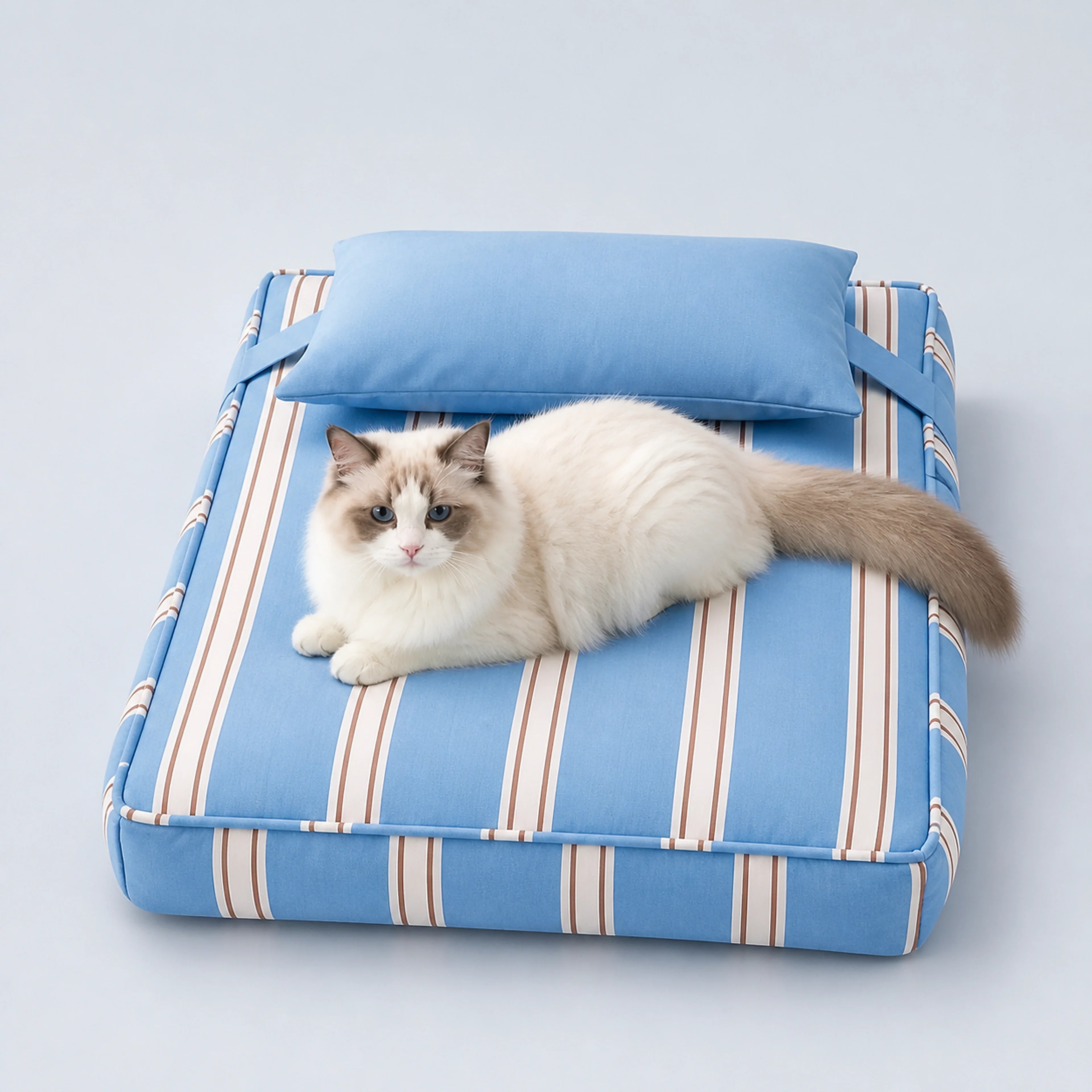 Striped Pet Mattress Bed with Pillow – S or M | ALDERKIN