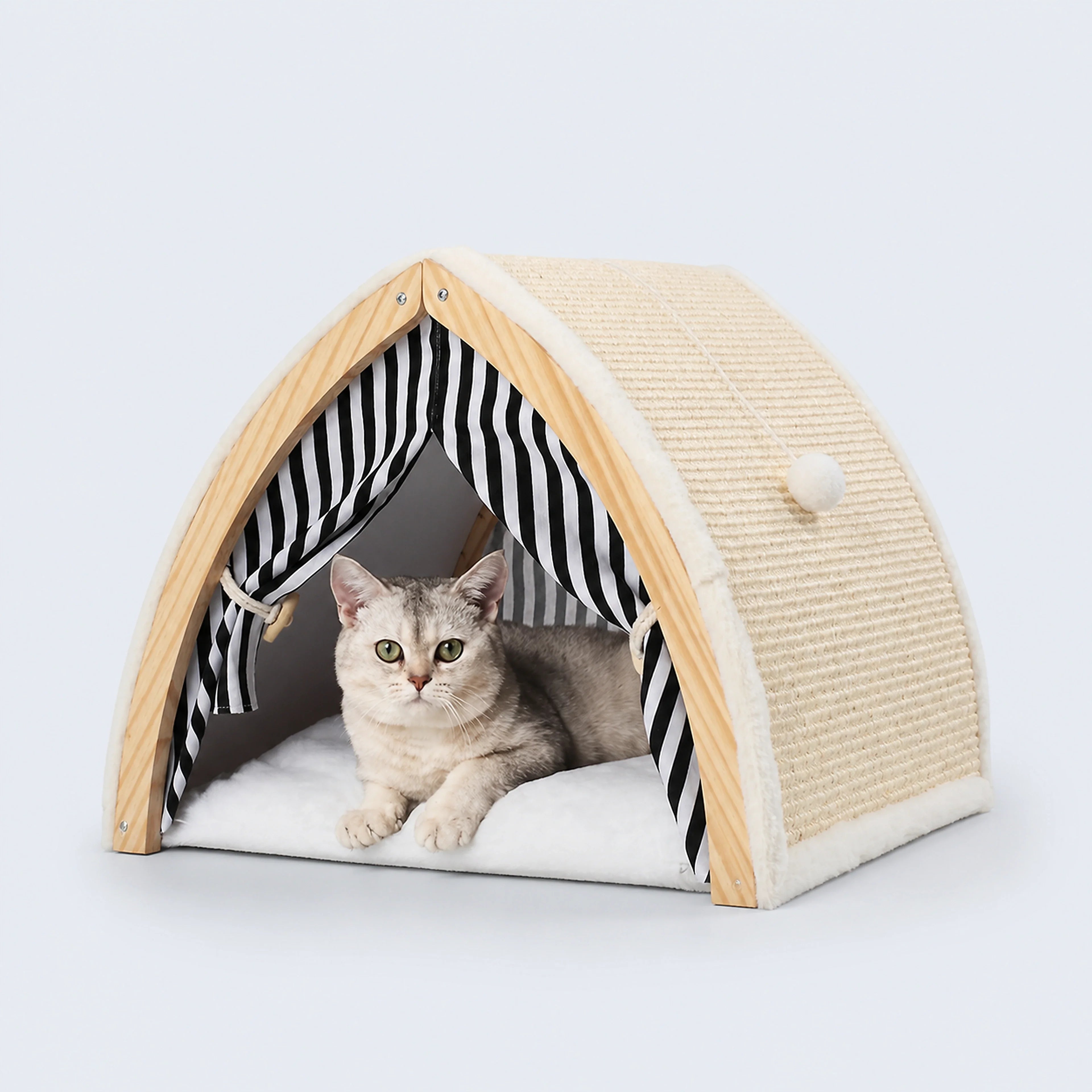 Tent-Shaped Cat House with Sisal Scratcher | ALDERKIN