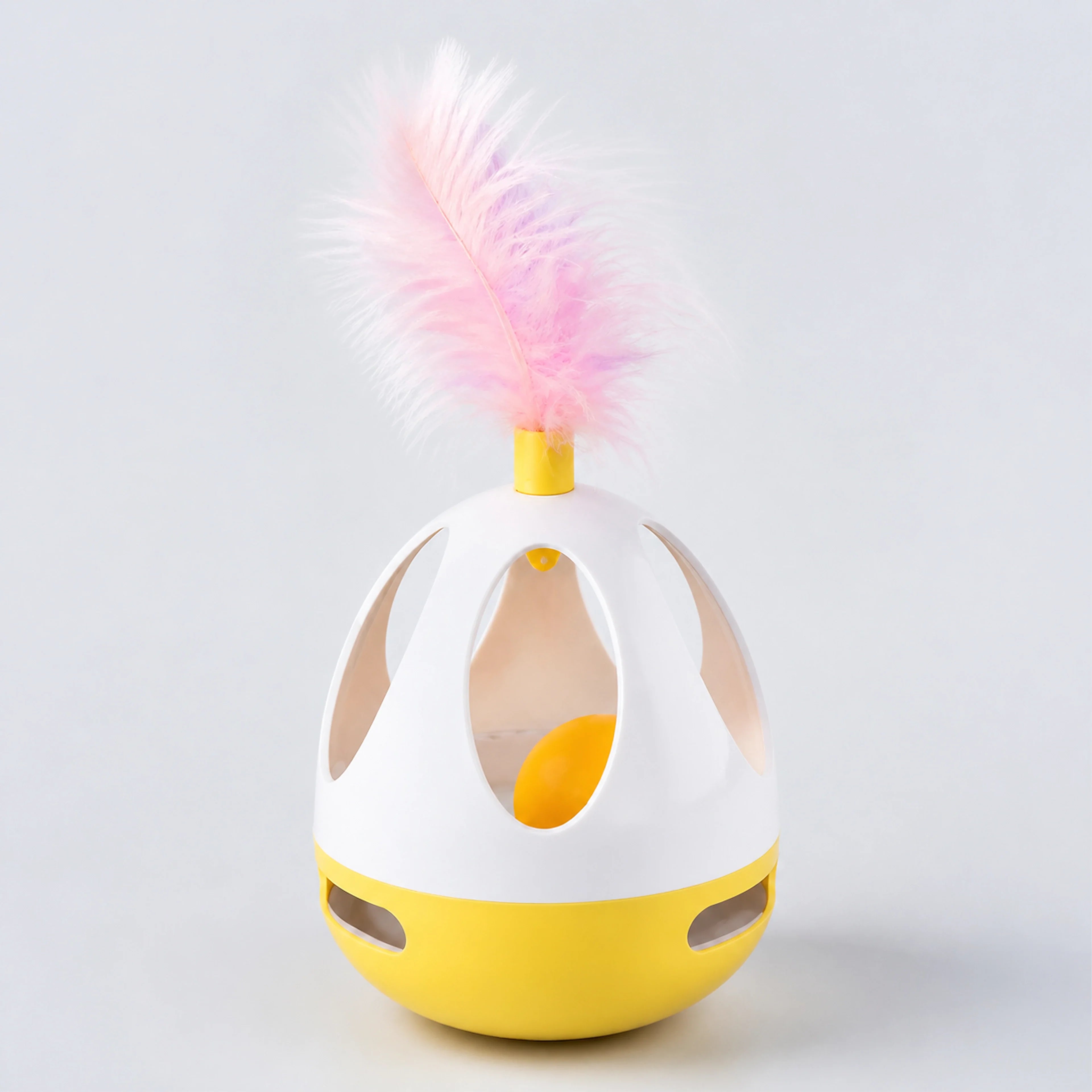 Tumbler Cat Toy with Feather & Rolling Ball – 2 Colors | ALDERKIN