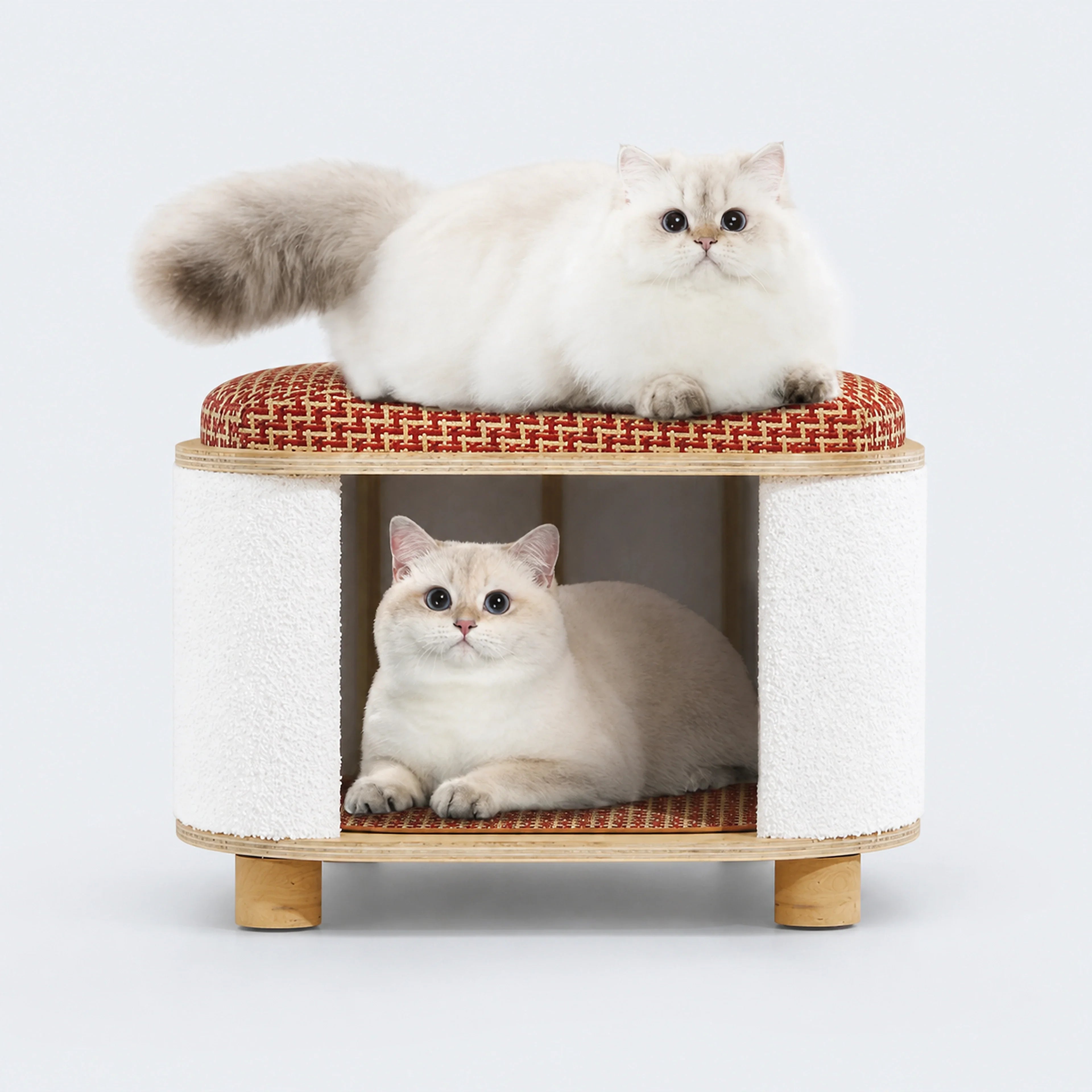 Two-Level Cat Nest Stool with Scratching Posts | ALDERKIN
